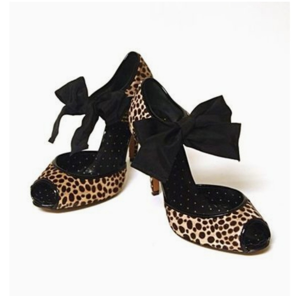 MOSCHINO Cheap & Chic Pony Fur Leopard Heels